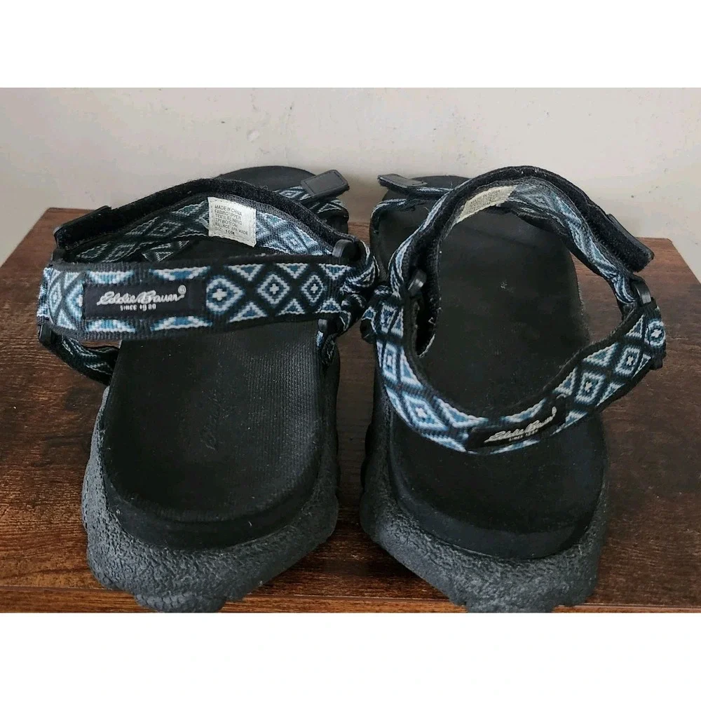 Eddie Bauer Mens Size 10M Blue Geometic Hiking Sport Sandals Shoes  Adjustable